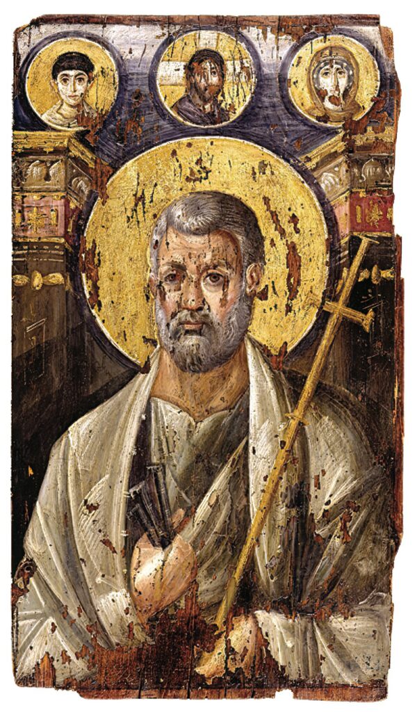 L'une des premières représentations de l'apôtre Pierre : peinture encaustique conservée au monastère de Sainte Catherine