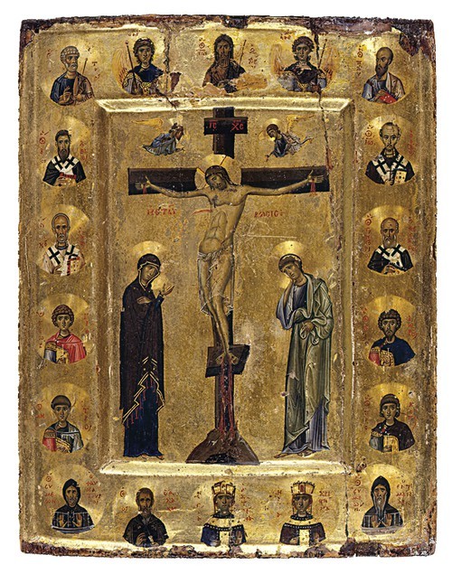 Icône de la Crucifixion du Christ avec les saints conservée au du monastère de Sainte Catherine, XIIe siècle
